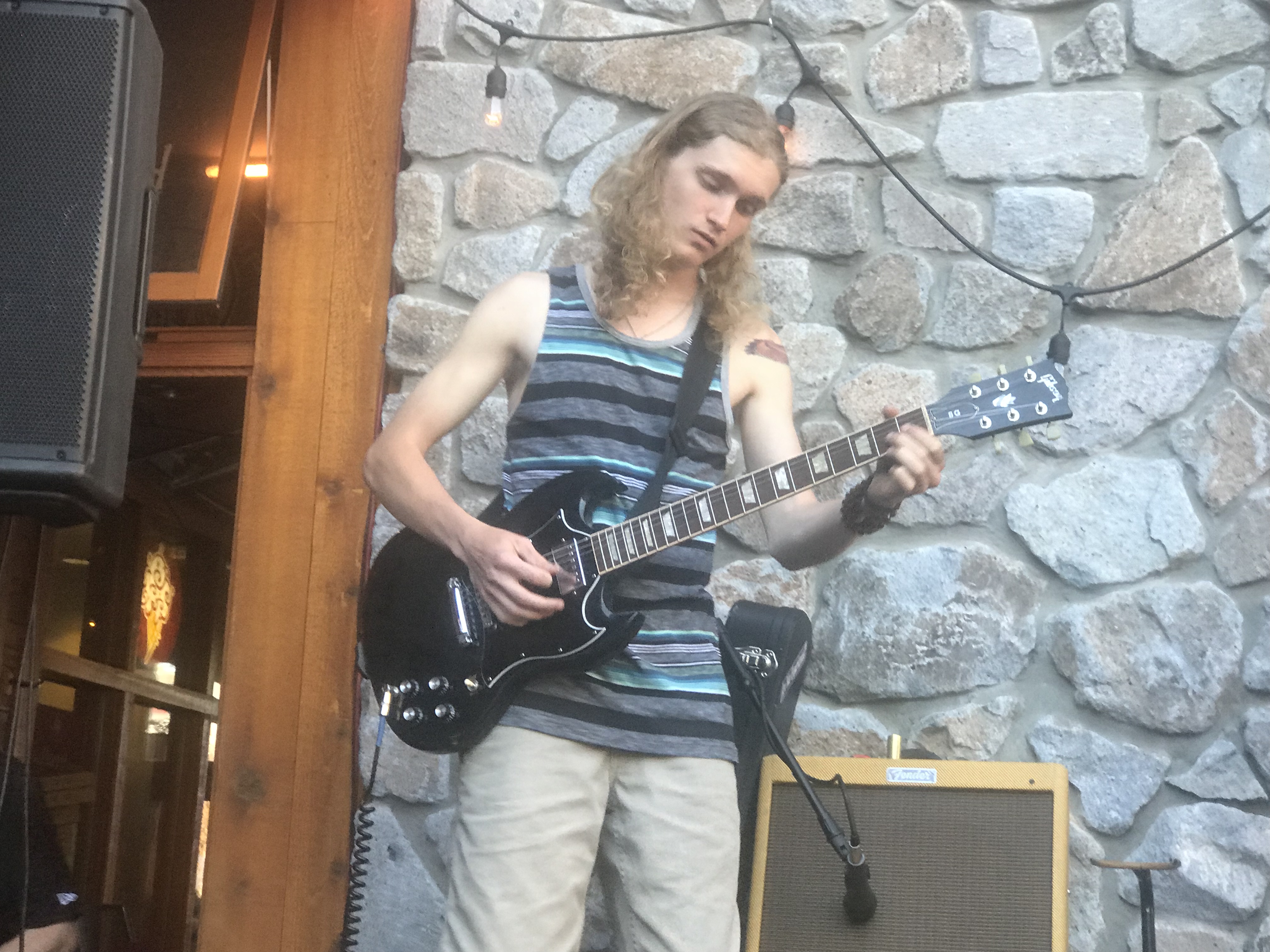 Dylan playing guitar