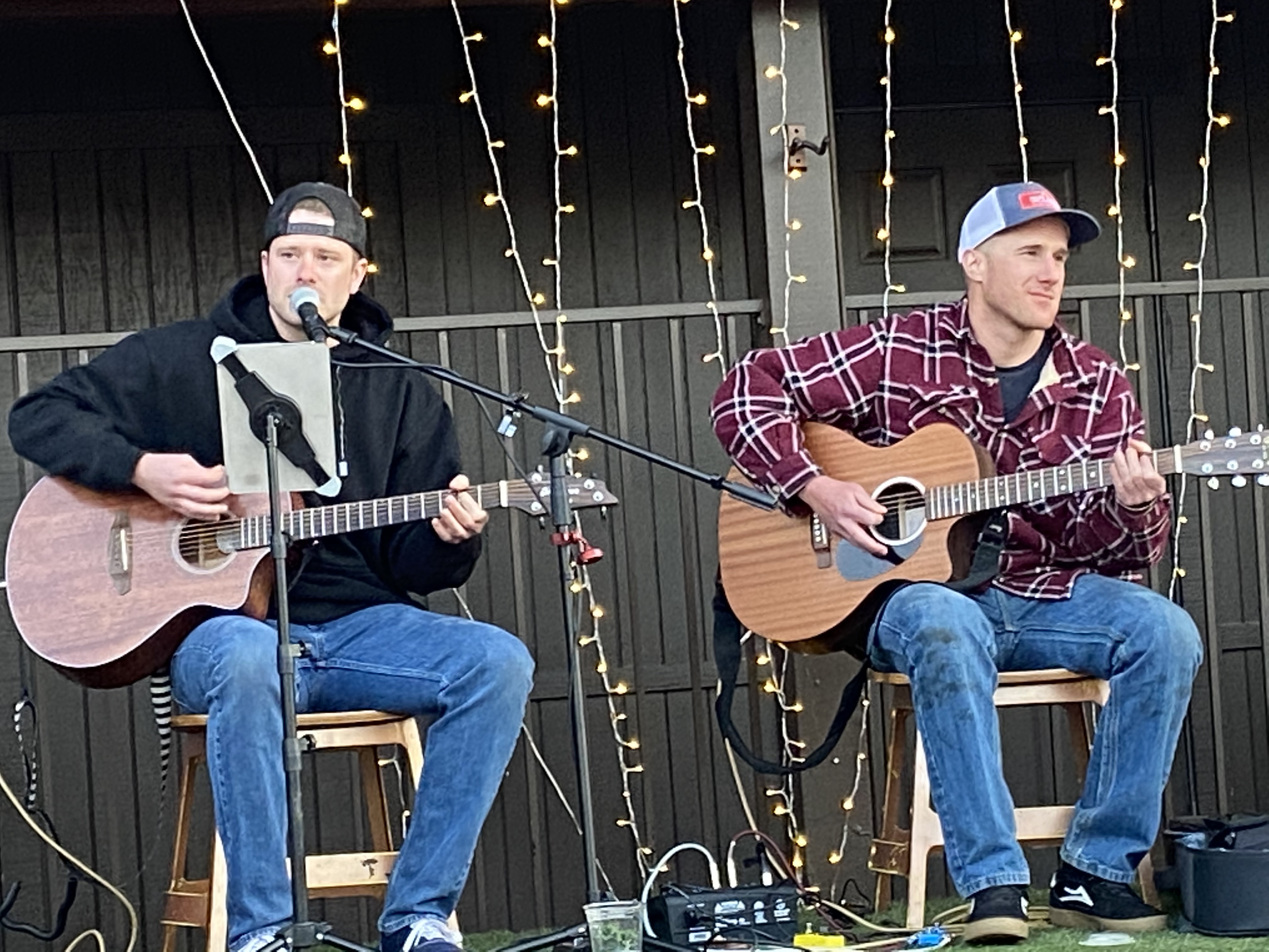 Dan and Sam playing guitars